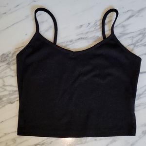 WOMEN'S SHEIN BLACK RIBBED TANK CROP TOP T SHIRT